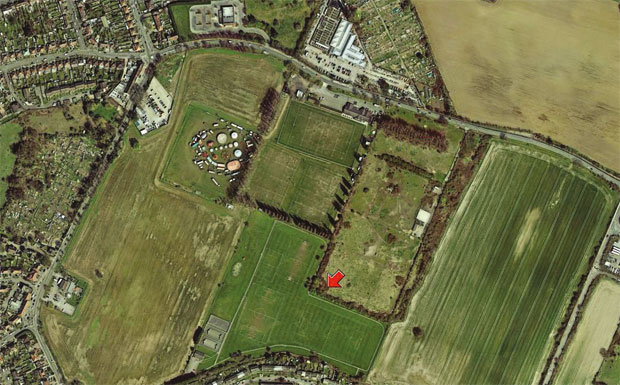 Aerial view of auctioned land in Feltham