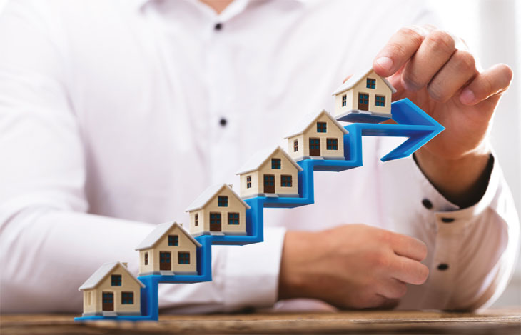 Stacking houses on arrow image