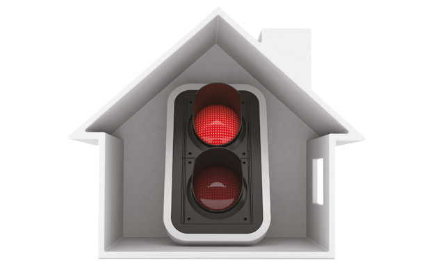 Red traffic light in house image