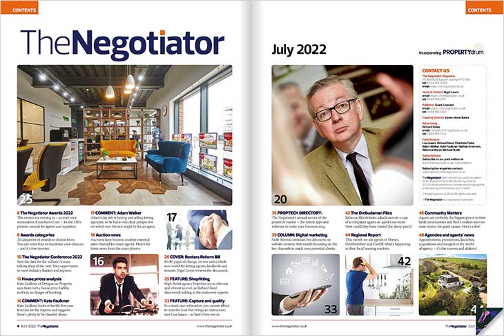 The Negotiator Magazine cover Estate and Letting Agent News image