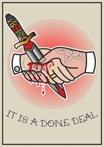 handshake tattoo knife