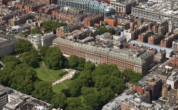 Aerial view of Grosvenor Square in London's Mayfair.