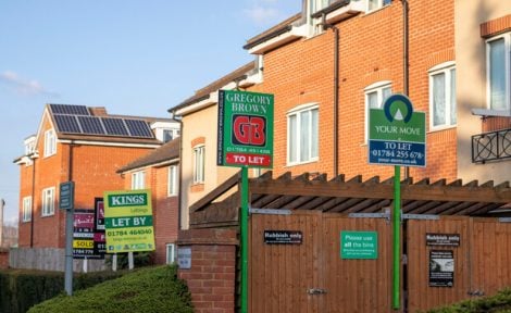 Lettings boards and one sale board pictured outside a new build development.