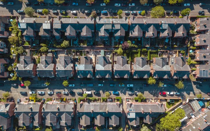 town and city tracker - property price update - aerial view of estate