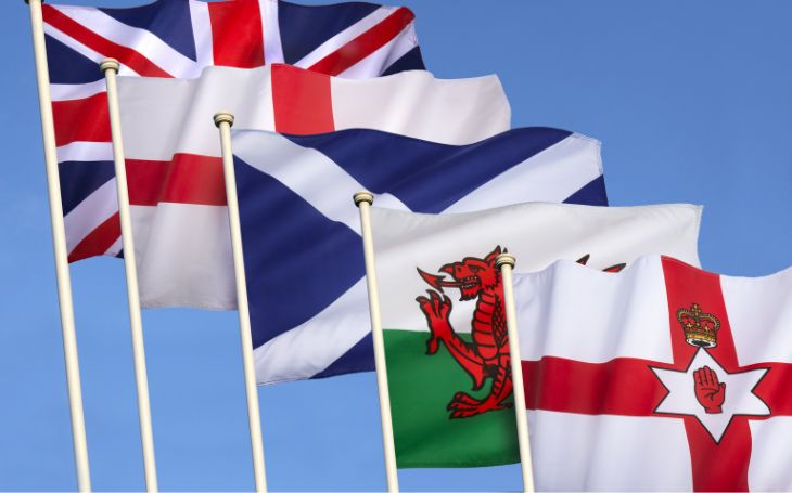 Regional house price growth vs inflation - uk country flags