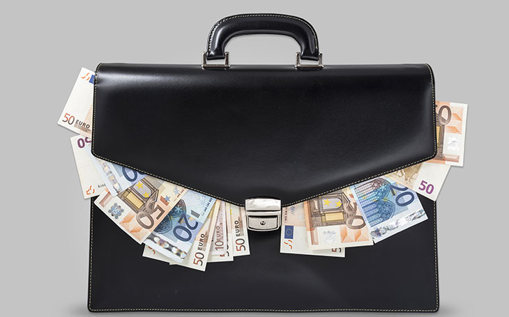 Black money in a suitcase