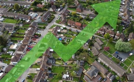 House price rise - aerial view