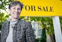 For sale sign and Kate Faulkner