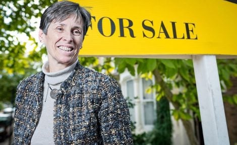 For sale sign and Kate Faulkner