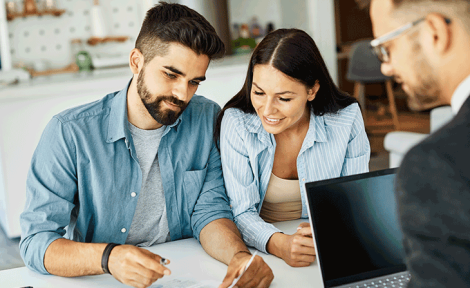 Mortgage adviser and clients