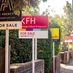 For sale boards in a London street