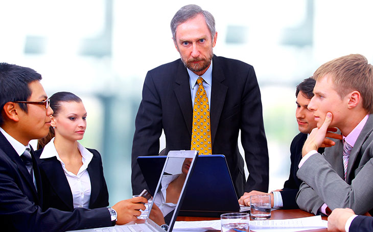 Company boss and colleagues