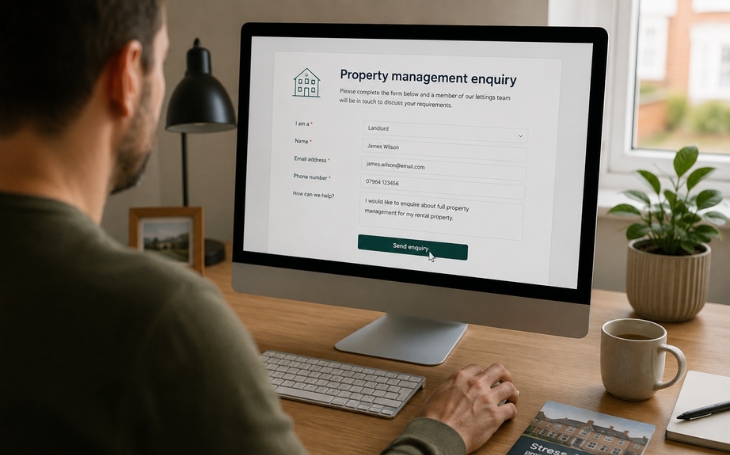 landlord enquiries - man completing website form
