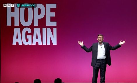 Andy Burnham on stage