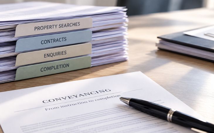 Residential conveyancers paperwork on desk