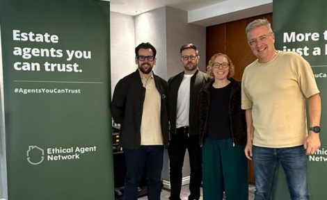 EAN New Owners Nick Cheshire, Dan Kirby, EAN member Abigail Grey and founder Jerry Lyons