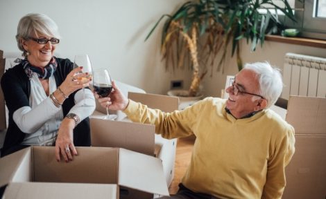 elderly couple moving house