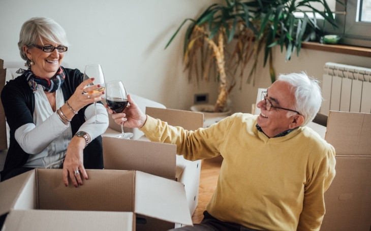 elderly couple moving house