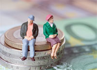 Grandparents sitting on money image