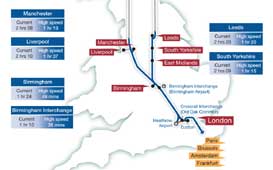 High Speed 2 journey time map