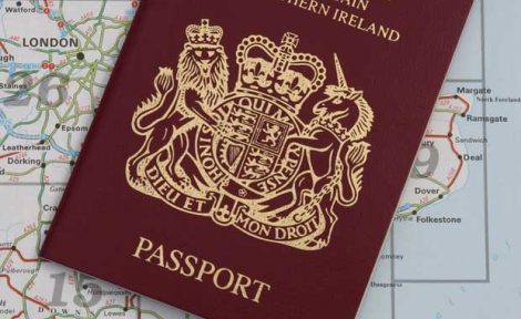 passport on map image